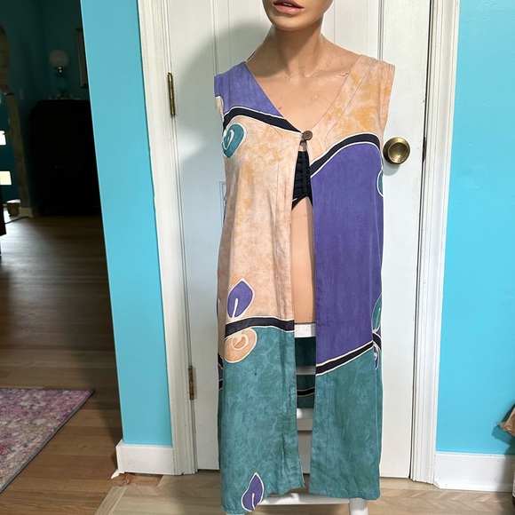 Long Batik Vest or Duster ~ M - Picture 2 of 8